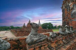 ayutthaya historisch park, oude en mooi tempel in ayutthaya periode wat chaiwatthanaram, Thailand foto