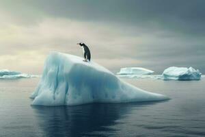 pinguïn warm ijsberg vogel. genereren ai foto
