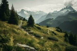 Zwitsers Alpen pad. genereren ai foto