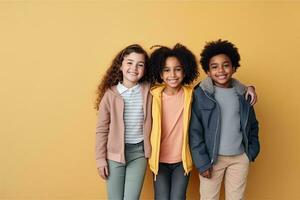 groep van verschillend kinderen. ai gegenereerd foto