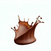 chocola vloeistof plons kroon stromen met bubbels en druppels geïsoleerd Aan wit achtergrond. generatief ai foto
