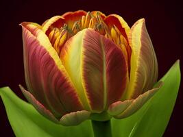 verbazingwekkend tulp bloem bloeiend tegen de achtergrond. ai gegenereerd foto