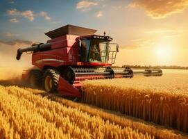 combineren oogstmachine in een tarwe veld- foto