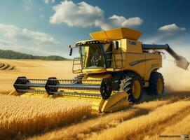 combineren oogstmachine in een tarwe veld- foto