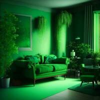 psycholoog, psychotherapie of ontspanning kamer in groen kleur foto