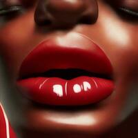 vrouw lippen, dichtbij omhoog, lippen en tanden mooi hoor illustratie foto