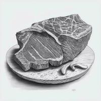 t bot steak zwart en wit kleur, wit achtergrond illustratie foto