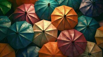 kleurrijk paraplu's achtergrond ai gegenereerd foto