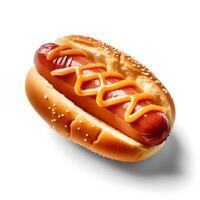 hotdog Aan wit achtergrondgeluid ai gegenereerd foto