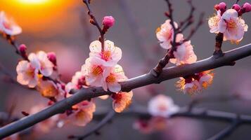 een dichtbij omhoog sakura boom ai gegenereerd foto