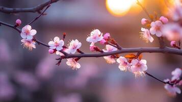 een dichtbij omhoog sakura boom ai gegenereerd foto