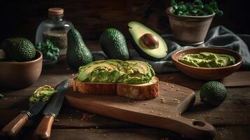 avocado geroosterd brood ai gegenereerd foto