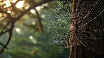 spin web Aan boom ai gegenereerd foto