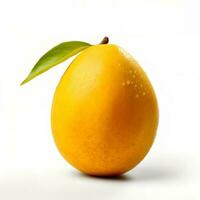 geel mango Aan wit achtergrondgeluid ai gegenereerd foto