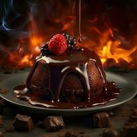 chocola lava taart ai gegenereerd foto