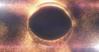 ronde geel kader van energie magisch gloeiend deeltjes en licht lijnen abstract achtergrond foto