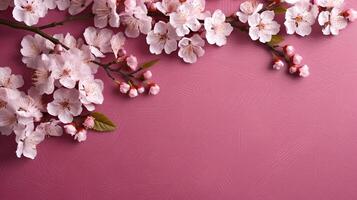 sakura Aan roze achtergrond ai gegenereerd foto