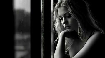 mentaal ziekte , verdrietig vrouw eenzaam en kwetsbaar ,emotioneel vrouw trauma en ongerustheid symptomen. foto