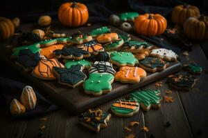 halloween pompoen en snoep gemaakt gebruik makend van generatief ai foto