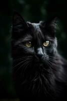 zwart kat portret gemaakt gebruik makend van generatief ai foto