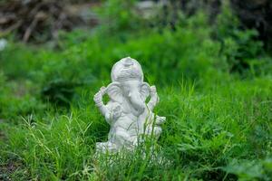 Indisch heer ganesha standbeeld, idolen van heer ganesh voor aanstaande ganapati festival in Indië. foto