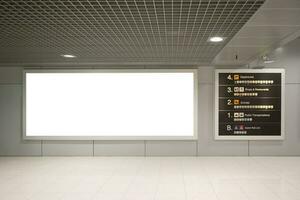 blanco reclame aanplakbord Bij luchthaven, model poster media sjabloon advertenties Scherm foto