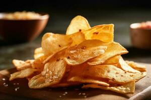 voorraad foto van cassave chips voedsel fotografie ai gegenereerd