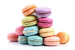 macarons wit geïsoleerd achtergrond voedsel fotografie ai gegenereerd foto