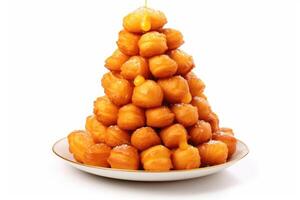 croquembouche wit geïsoleerd achtergrond voedsel fotografie ai gegenereerd foto