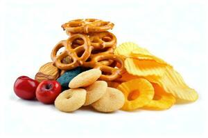 calorie snacks wit geïsoleerd achtergrond voedsel fotografie ai gegenereerd foto