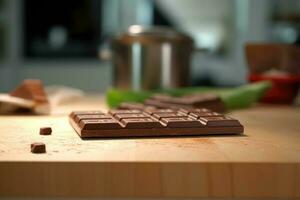 chocola bar in de keuken tafel voedsel fotografie ai gegenereerd foto