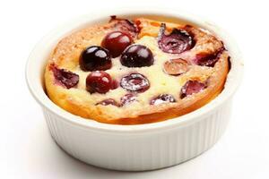 clafoutis wit geïsoleerd achtergrond voedsel fotografie ai gegenereerd foto