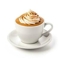 karamel peperkoek koffie in een wit kop geïsoleerd Aan wit achtergrond foto