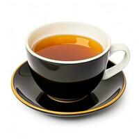 karamel honing thee in een zwart kop geïsoleerd Aan wit achtergrond foto