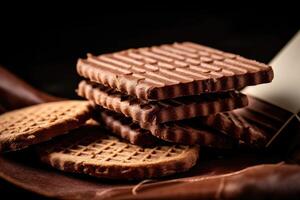 voorraad foto van Choco biscuit voedsel fotografie ai gegenereerd