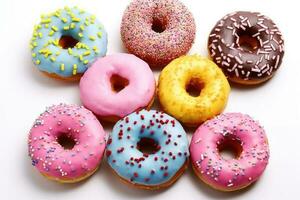 donuts wit geïsoleerd achtergrond voedsel fotografie ai gegenereerd foto