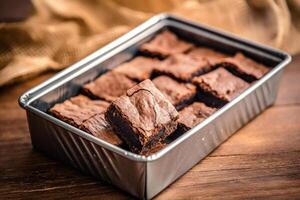 brownies fudgy doos voedsel fotografie ai gegenereerd foto