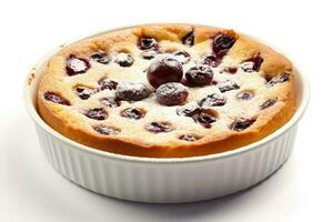 clafoutis wit geïsoleerd achtergrond voedsel fotografie ai gegenereerd foto