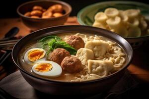 voorraad foto van bakso voedsel voedsel fotografie studio licht ai gegenereerd