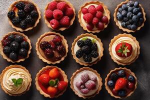 taartjes in de keuken tafel voedsel fotografie ai gegenereerd foto