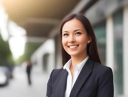 vrouw mooi glimlachen professioneel bedrijf vrouw, gelukkig vertrouwen foto