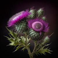 melk distel Purper bloem in een oerwoud ai gegenereerd beeld foto