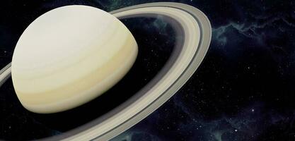 Saturnus en haar ringen universum achtergrond planetair ringen 3d illustratie foto