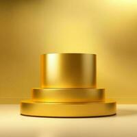 3d goud podium met gouden achtergrond foto