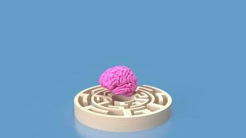 de roze hersenen in doolhof voor hersenen opleiding concept 3d renderen foto