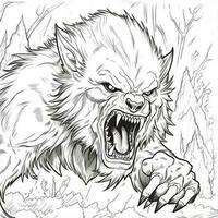 weerwolf kleur Pagina's voor volwassenen foto