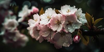 ai gegenereerd. ai generatief. kers bloesem bloeiend bloem boom fabriek. decoratief romantisch botanisch uitstraling. grafisch kunst foto