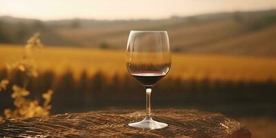 ai gegenereerd. ai generatief. glas van wijn voordat veld- wijngaard. alcohol drank uitstraling. grafisch kunst foto