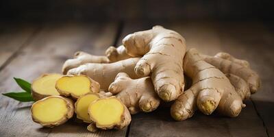 ai gegenereerd. ai generatief. gember wortel groente biologisch eco voedsel voeding culinaire pittig gezond vers kruid. grafisch kunst foto