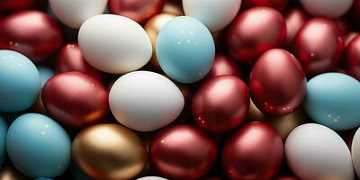 ai gegenereerd. ai generatief. helder kleur levendig eieren achtergrond patroon eieren. vakantie Pasen klassiek traditioneel symbool. grafisch kunst foto